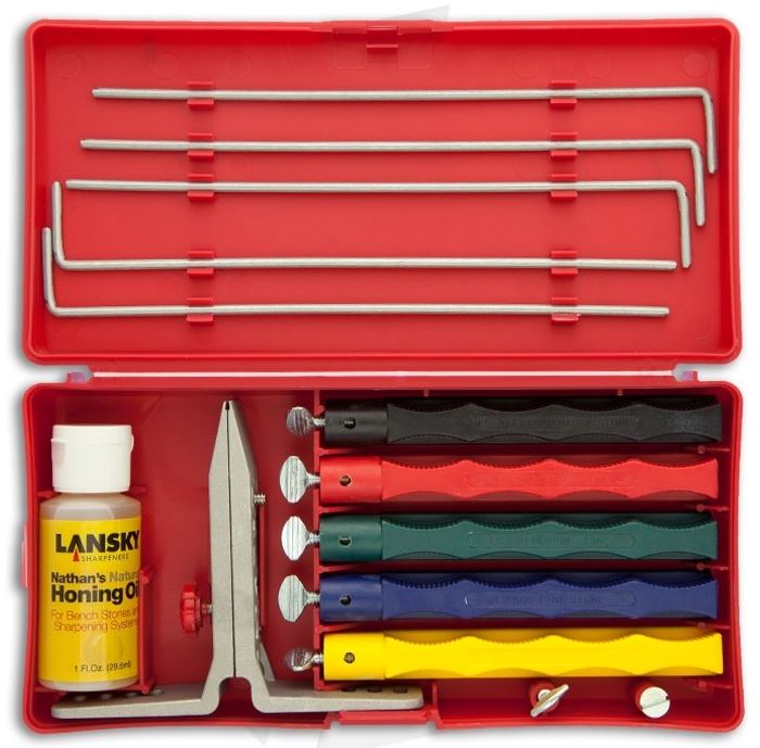 Lansky Deluxe 5 Stone Sharpening Kit - Gringind stones and blade covers - 080999041000 - 1