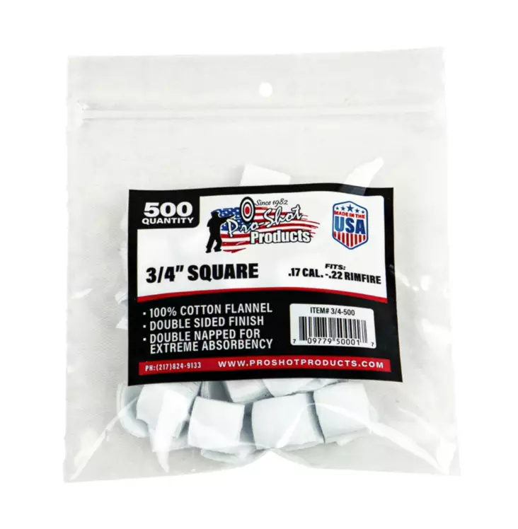 Pro-Shot .17 - .22 Cal. Rimfire - Cleaning Patch - Cleaning pads - 3-4-500 - 2