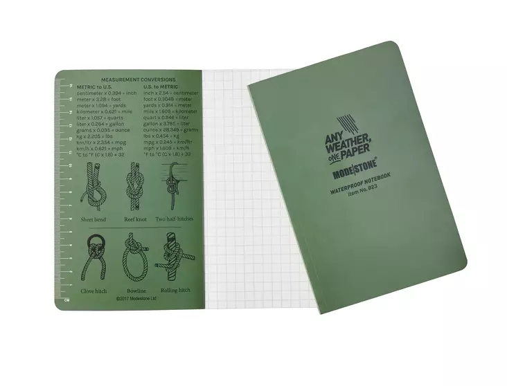 Modestone Waterproof Field Notebook 118x183mm Dark Green, 64 Sheets, 128 Pages - Note-taking and writing tools - B23 - 1