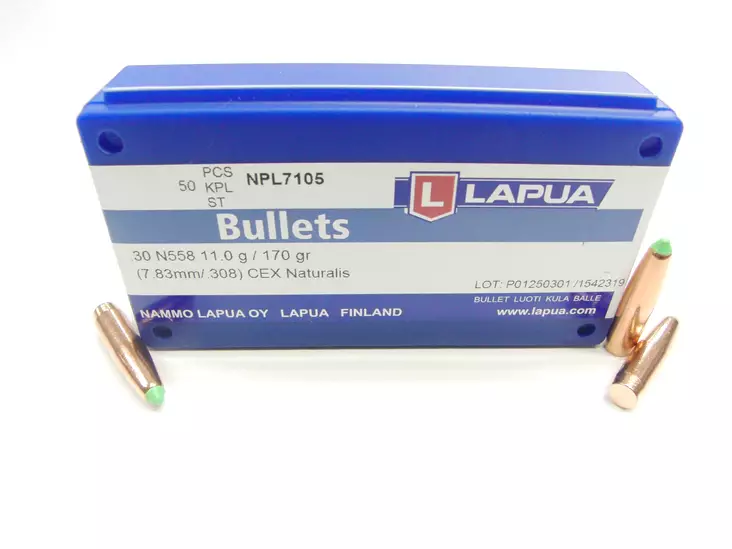 .30 cal Lapua 11.0g N558 Naturalis Bullet 50 pcs - 30 cal. rifle bullets - NPL7105 - 1