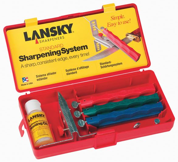 Lansky Standard 3-Stone Sharpening Kit - Gringind stones and blade covers - 080999039007 - 1
