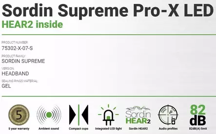 Sordin Supreme Pro-X Hear2 GREEN LED Gel Active Earplugs - Hearing protectors and earplugs - 75302-X-07-S - 2